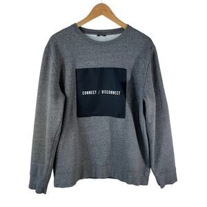 H&M Mens Crew Neck Connect Disconnect Long Sleeve Sweatshirt Gray Casual